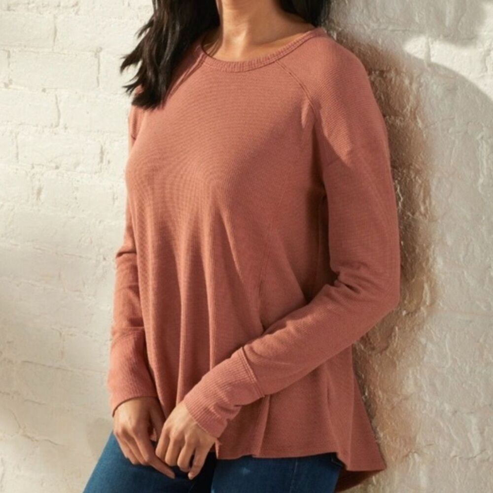 EUC UpWest Waffle Knit Long Sleeve Crewneck Top, Rust, Sz M